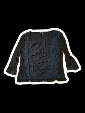Lightweight Sheer Black Lace Detail Blouse